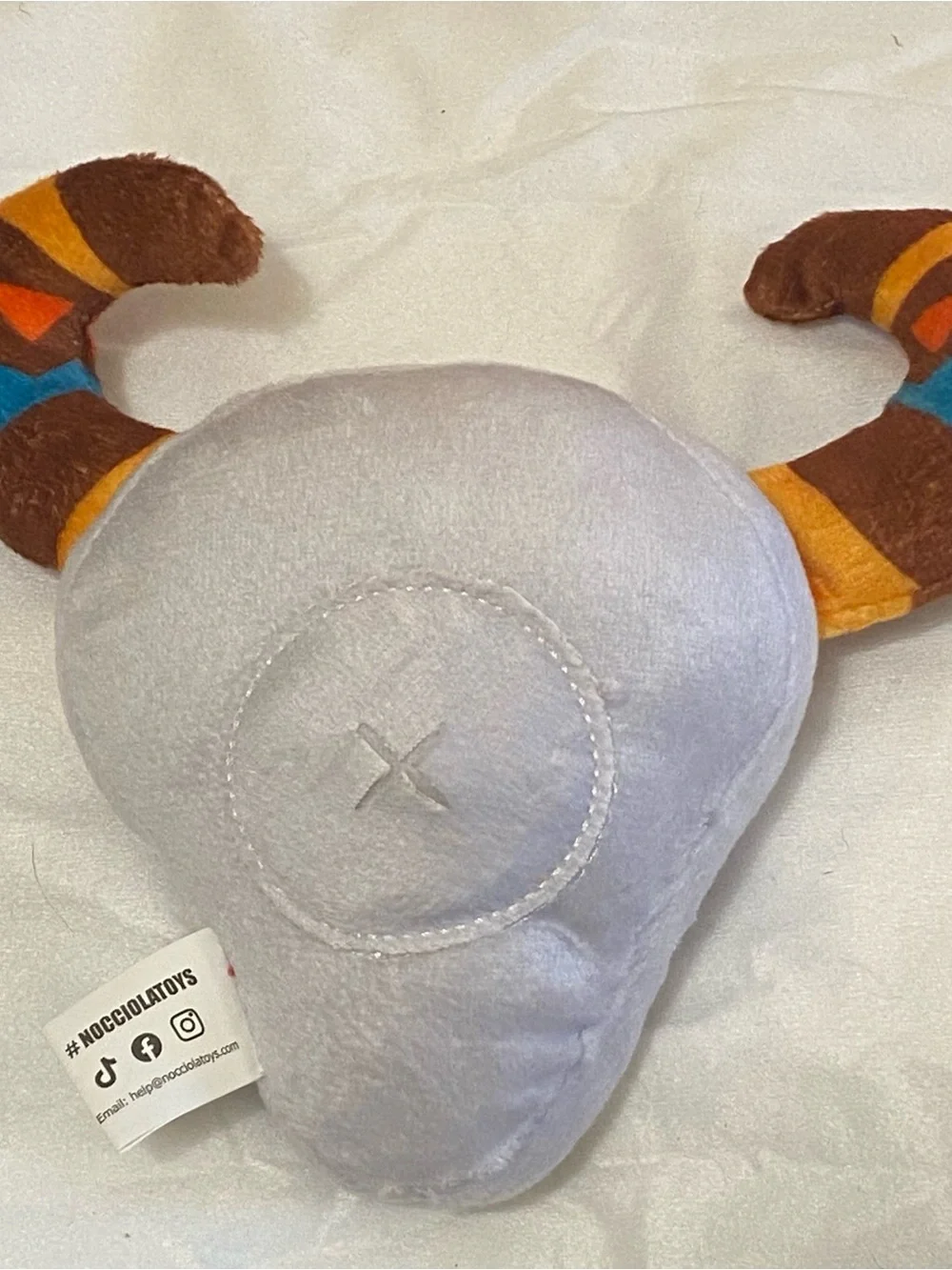 Decorative Plush Ram Head Pillow with Colorful Horns